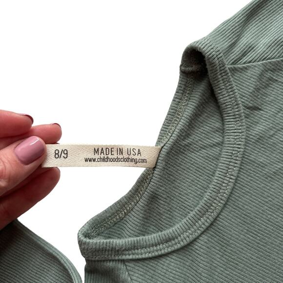 Childhoods Modal Ribbed Knit Pajama Set In Sage Size 8/9 - Picture 4 of 4